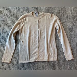 Sutton Studio Women's Lightweight Oatmeal/ tan Wool Cardigan Sweater Sm Petite